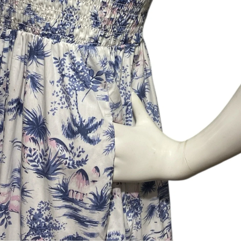 ABERCROMBIE & FITCH Blue Toile Smocked Maxi Dress – Size M (NWT)